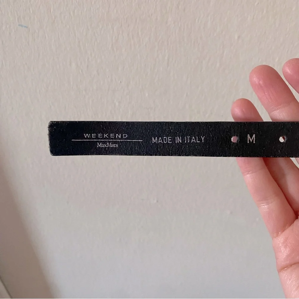 MaxMara Weekend Black Thin Leather Belt with Mint Green/Blue Distressed Studs